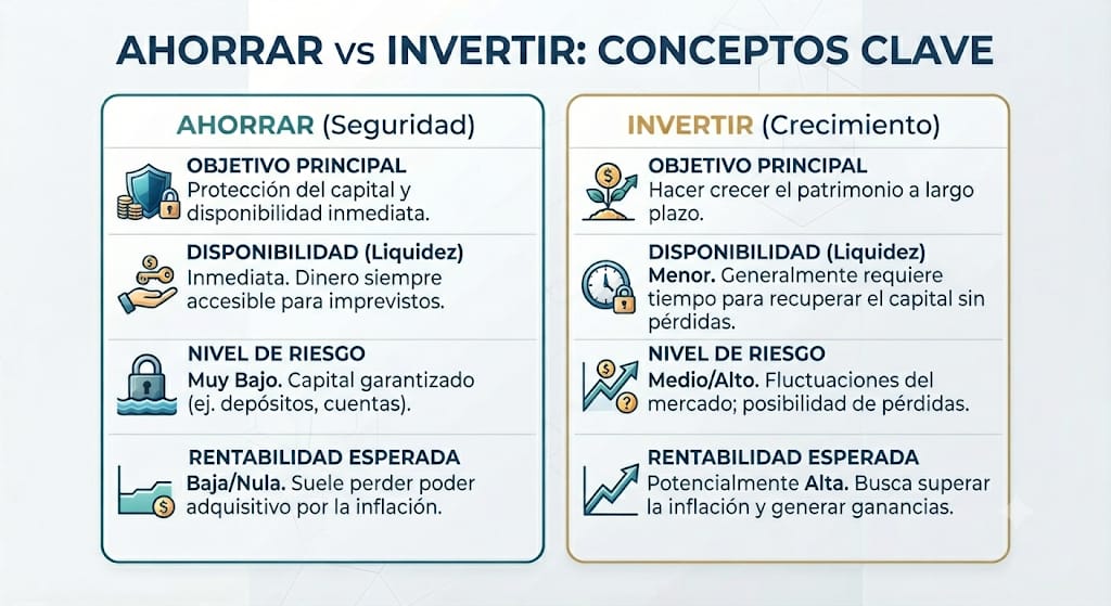 Ahorrar o invertir :diferencias, ventajas y qué opción  te conviene en 2026